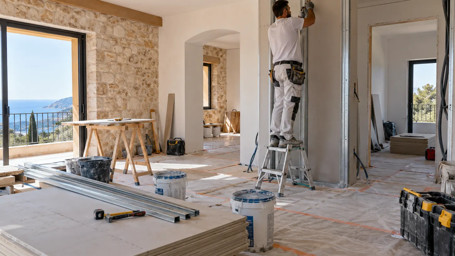 Chantier de rénovation en cours dans un appartement