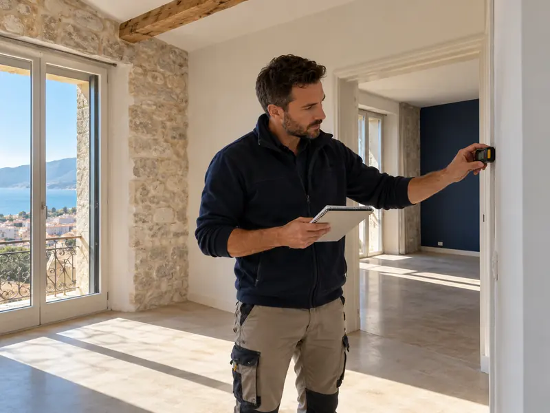 Technicien prenant des notes sur une tablette pendant une visite
