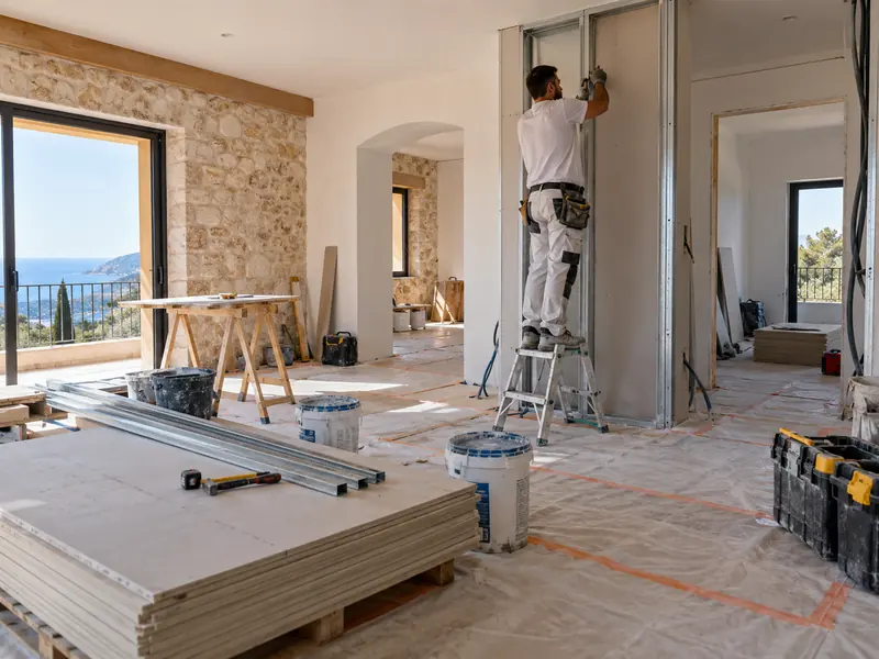 Chantier de rénovation en cours dans un appartement