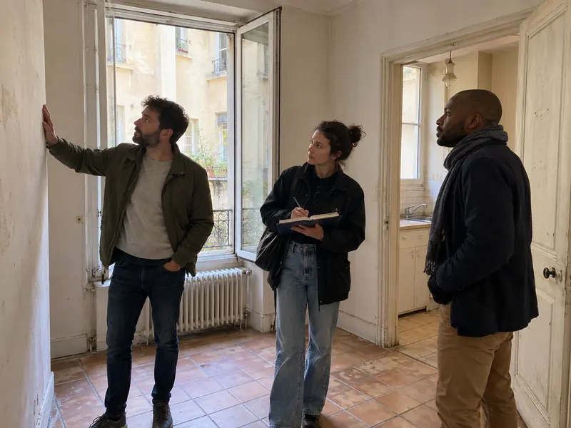 Visite d'un appartement avec de futurs acquéreurs